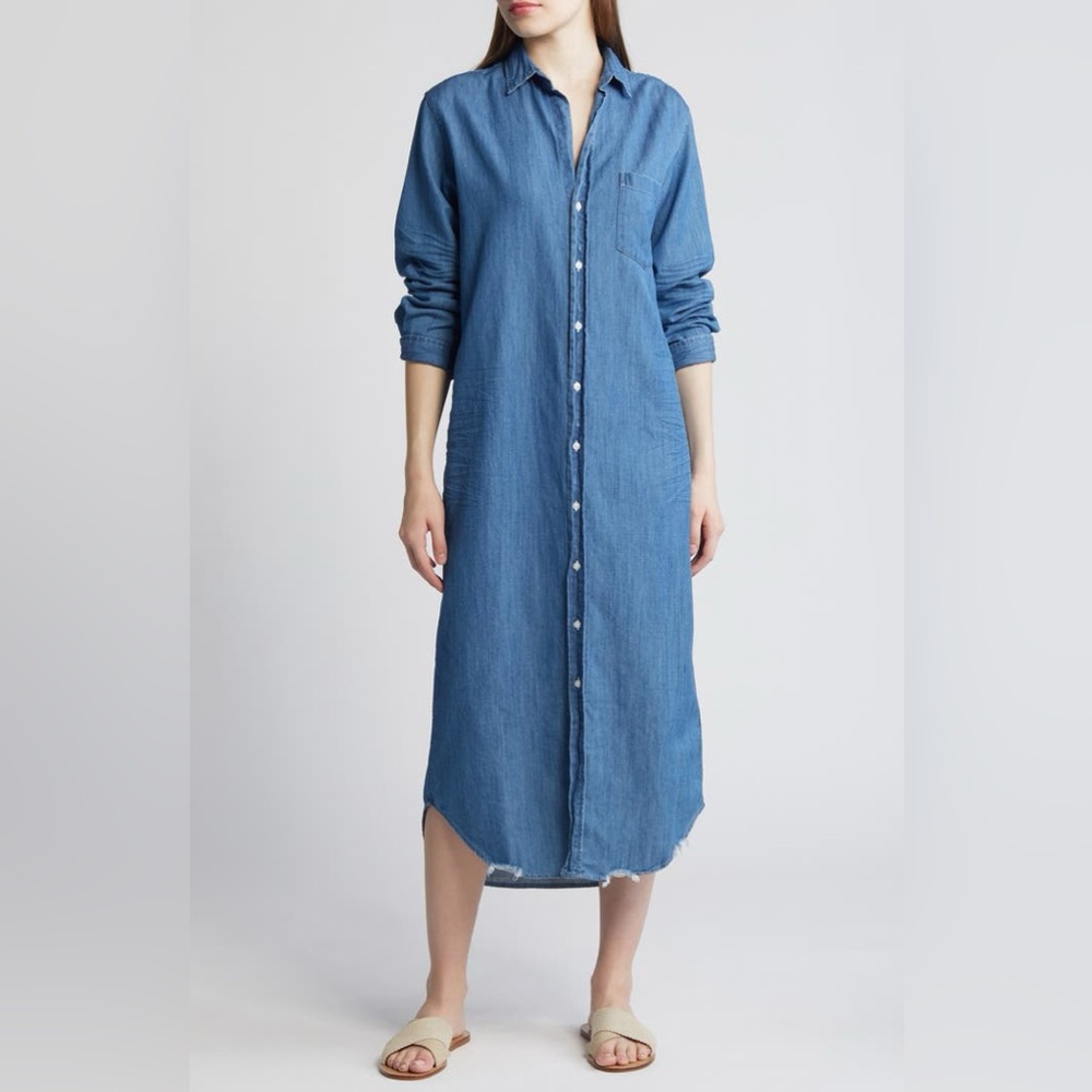 Frank & Eileen Blue Denim Maxi Shirt Dress